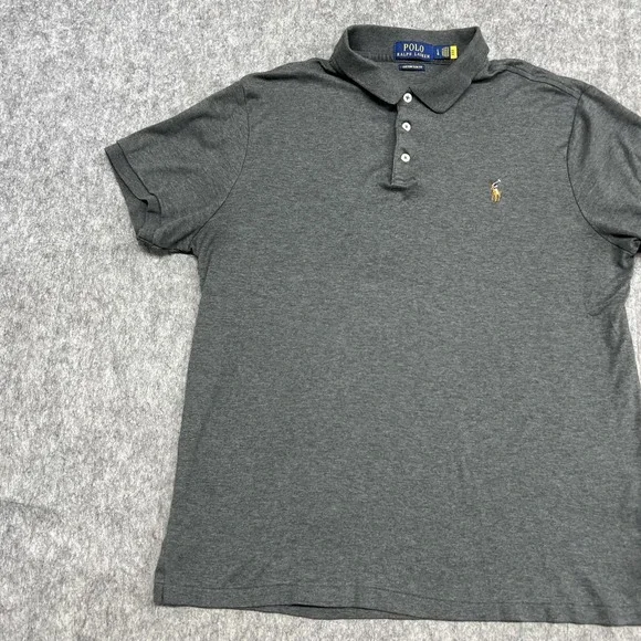 Polo Ralph Lauren Polo Shirt Mens Large Heather Gray Custom Slim Fit Flesh Pony - Picture 6 of 14